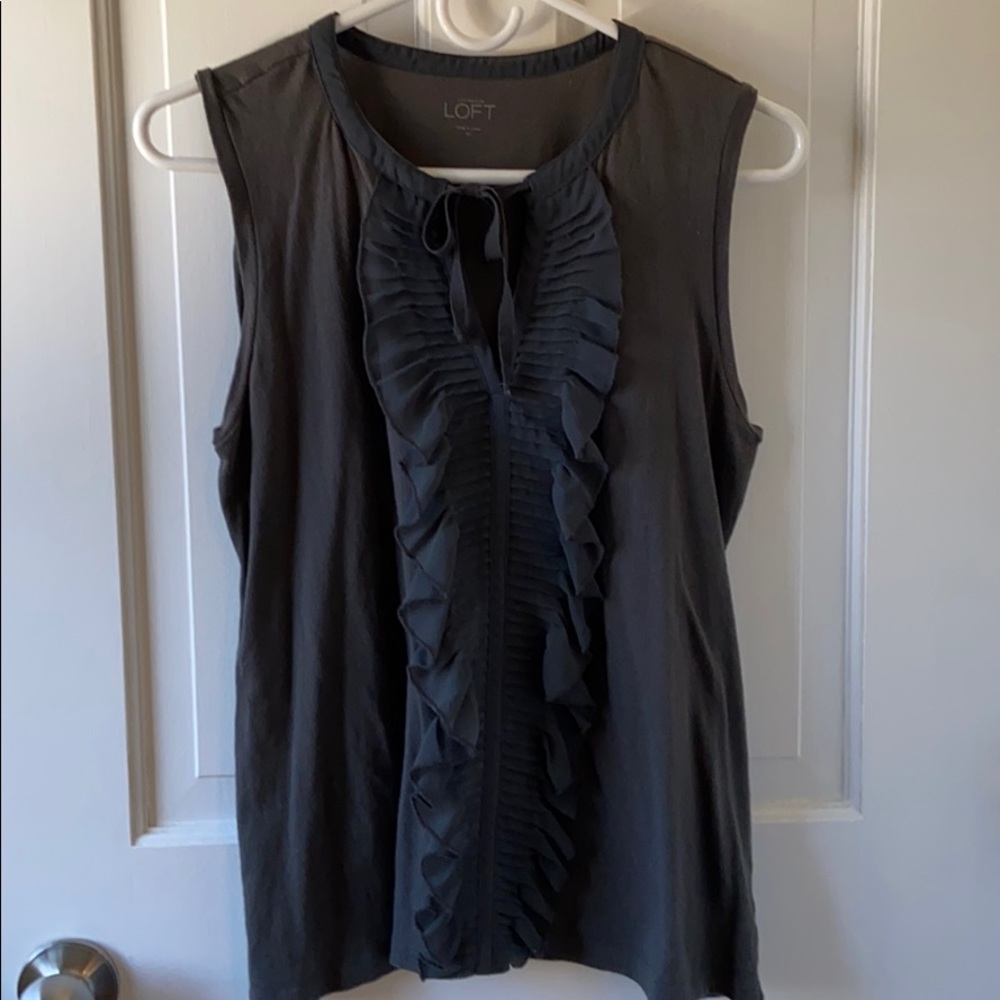 Grey Ruffle Tank Top